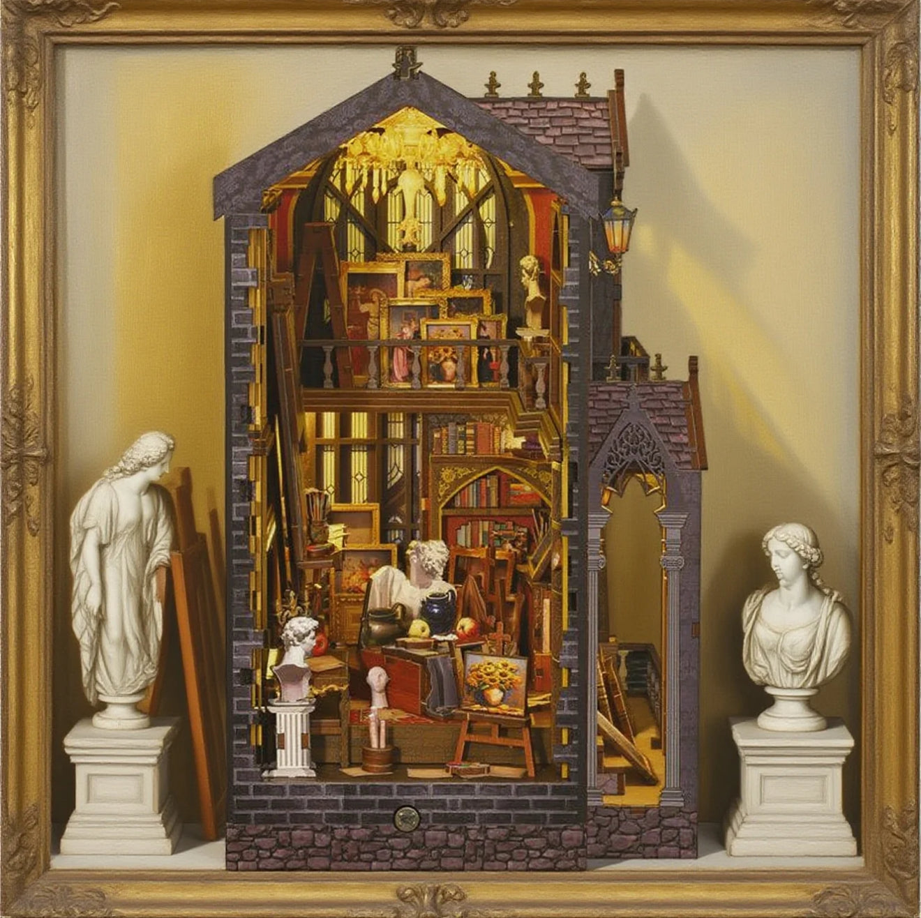 Wonder Studio Gothic Book Nook Kit - LED Motion Sensor DIY Shelf